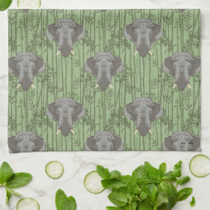 Paño De Cocina Patrón de elefantes blancos Lotus Majestic