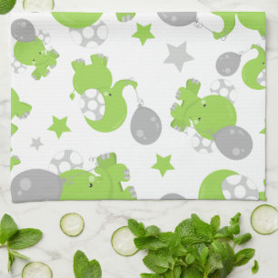 Paño De Cocina Patrón De Elefantes Verdes, Elefantes Cubiertos, E