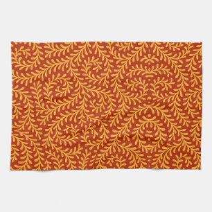 Paño De Cocina Patrón de enredadera frondosa amarillo dorado