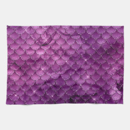 Paño De Cocina Patrón de escamas de sirena glamour con ombre púrp