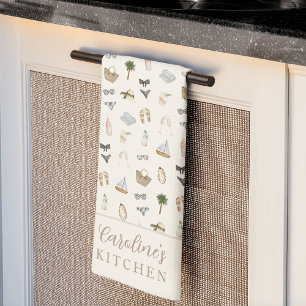 Paño De Cocina Patrón de escapada de verano costera personalizada