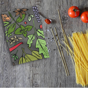 Paño De Cocina Patrón de especias nombre personalizado gris