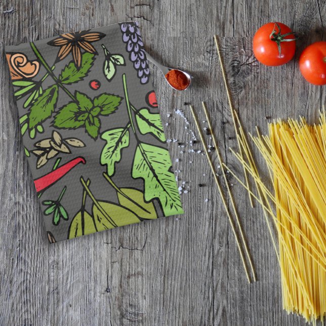 Paño De Cocina Patrón de especias nombre personalizado gris (Subido por el creador)