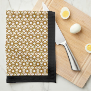 Paño De Cocina Patrón de Estallido de Estrellas Vintage en Oro
