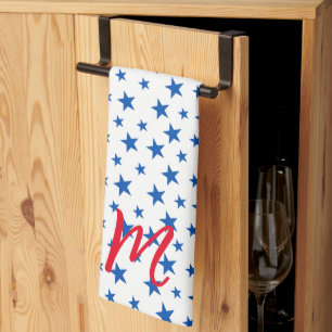 Paño De Cocina Patrón de Estrella Personalizable Azul y Blanco