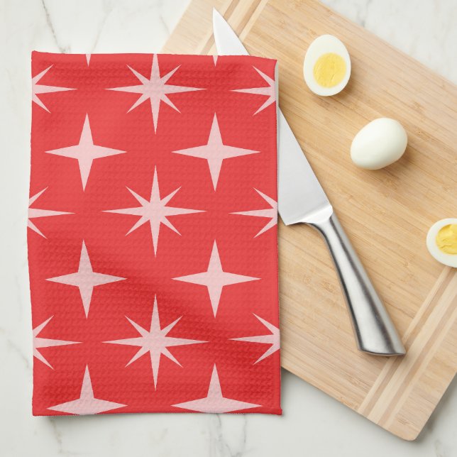 Paño De Cocina Patrón de estrellas atómicas retro de mediados de  (Doblado Cuarto)