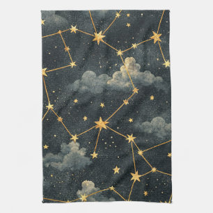 Paño De Cocina Patrón de estrellas de constelación celestial (1)