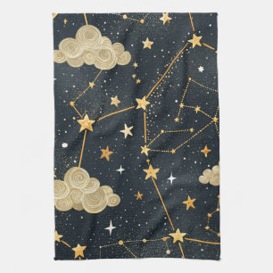 Paño De Cocina Patrón de estrellas de constelación celestial (2)