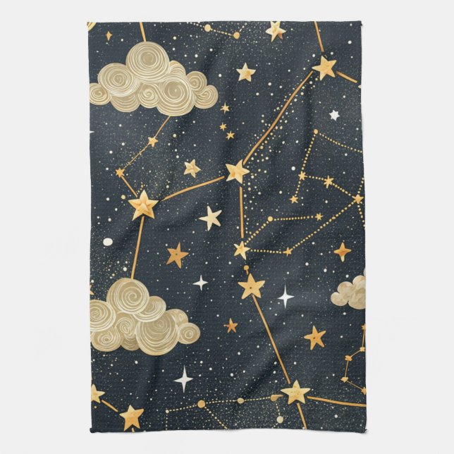 Paño De Cocina Patrón de estrellas de constelación celestial (2) (Vertical)