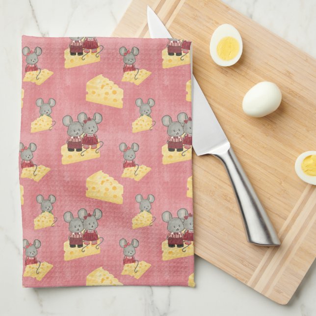 Paño De Cocina Patrón de familia de ratón cursi y cursi (Doblado Cuarto)