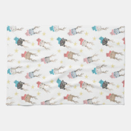 Paño De Cocina 'Patrón De Ferias De Navidades Meowy En Antlers