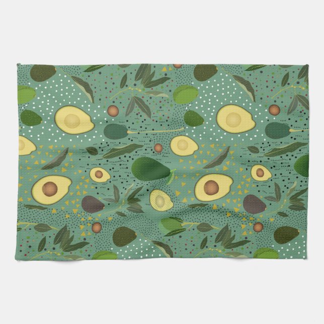 Paño De Cocina Patrón de Fiesta de aguacate (Horizontal)