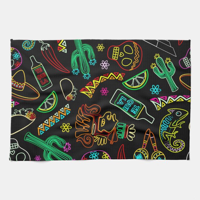 Paño De Cocina Patrón de Fiesta de México (Horizontal)