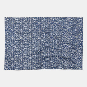 Paño De Cocina Patrón de flor de fondo azul Morris Vintage 1882