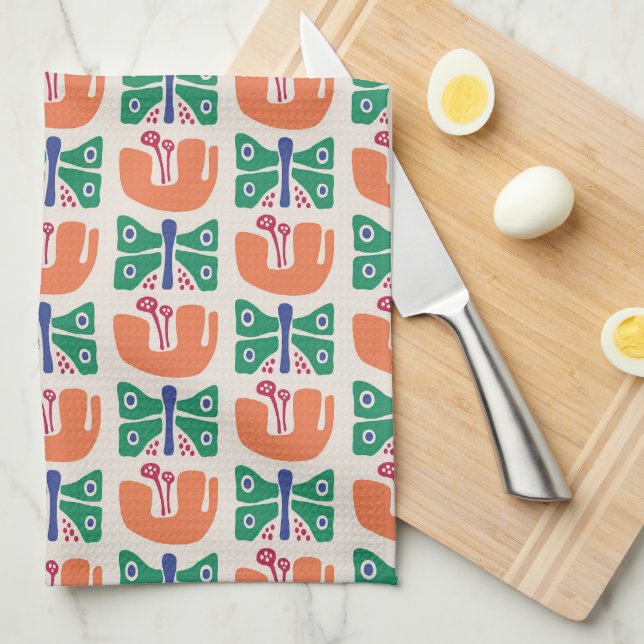 Paño De Cocina Patrón de flor de mariposa (Doblado Cuarto)