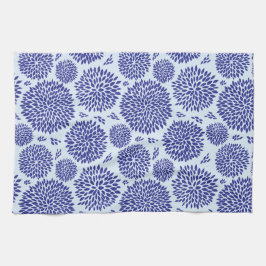 Paño De Cocina Patrón de flor dibujado a mano azul