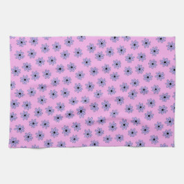 Paño De Cocina Patrón de flor hippie azul púrpura