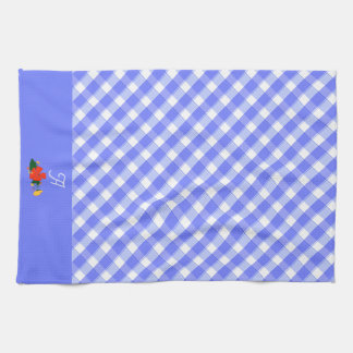Paño De Cocina Patrón de flor silvestre simple azul tartán