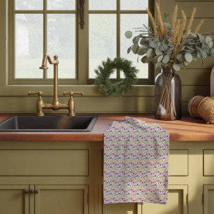 Paño De Cocina Patrón de flor silvestre simple gris