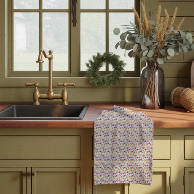 Paño De Cocina Patrón de flor silvestre simple gris (Subido por el creador)