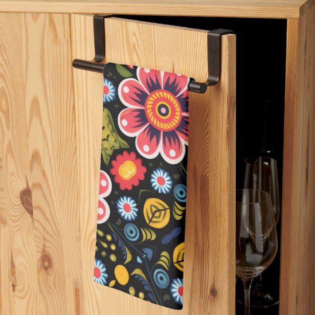 Paño De Cocina Patrón de flores (Pliegue de tercios)