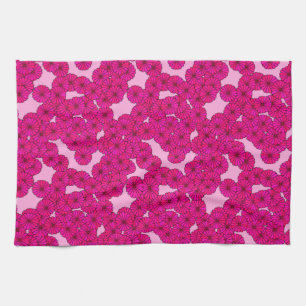 Paño De Cocina Patrón de flores Art Deco - magenta sobre rosa
