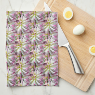 Paño De Cocina Patrón de flores de Dalia Blanca Naturaleza      