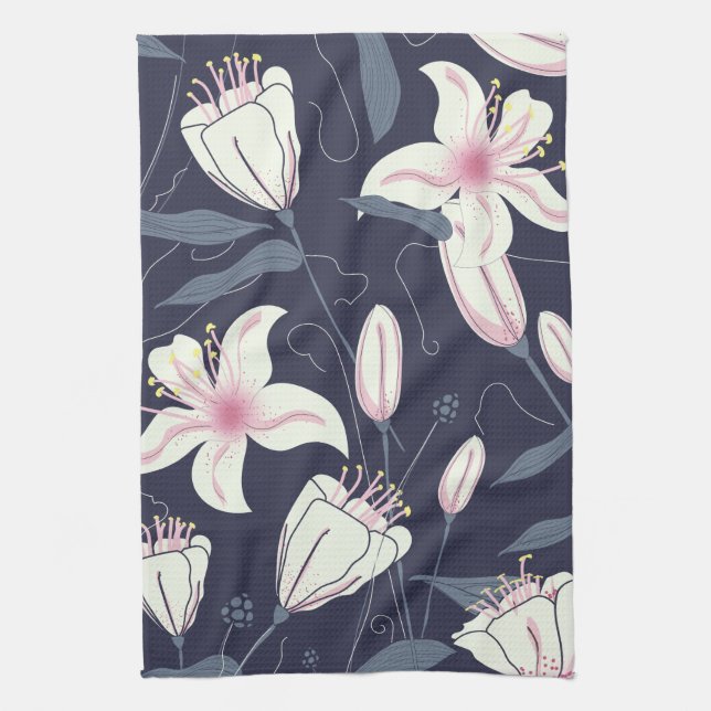Paño De Cocina Patrón de flores de época (Vertical)