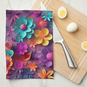 Paño De Cocina Patrón de flores de primavera coloridas