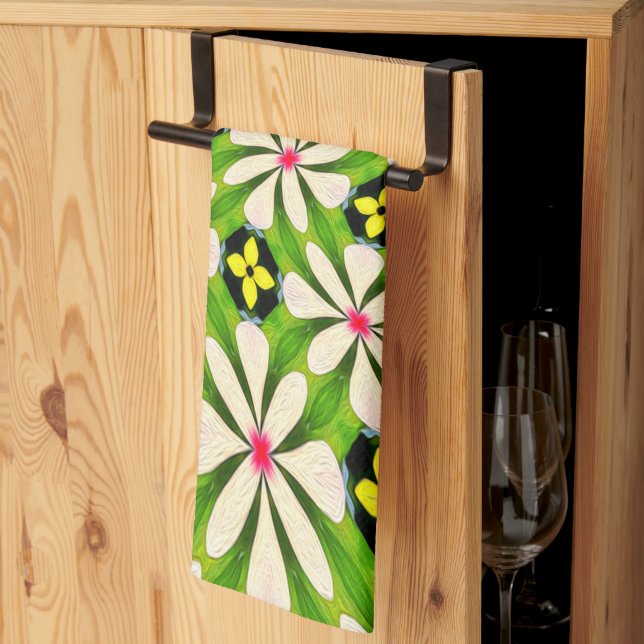 Paño De Cocina Patrón de flores estéticas (Pliegue de tercios)