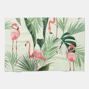 Paño De Cocina Patrón de flores exóticas Flamingo rosa