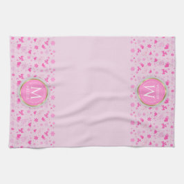 Paño De Cocina Patrón de flores rosadas finas, diseño floral gira