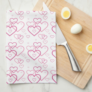 Paño De Cocina Patrón de formas de corazón rosado