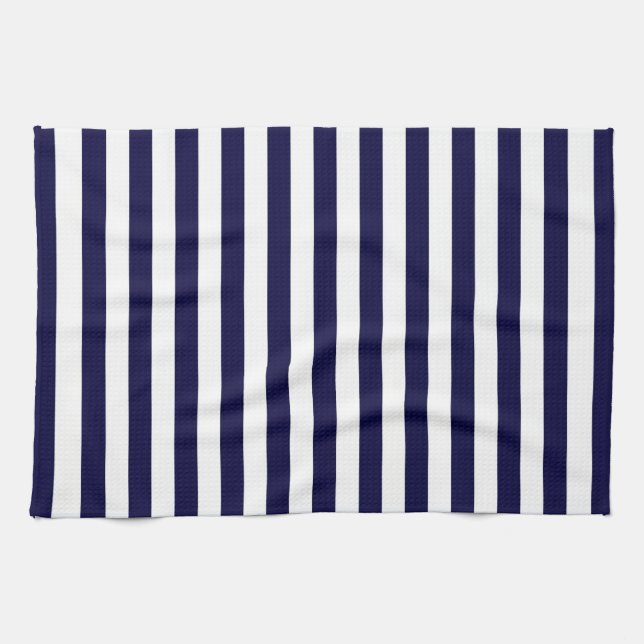 Paño De Cocina Patrón de franja azul y blanca de la Marina clásic (Horizontal)
