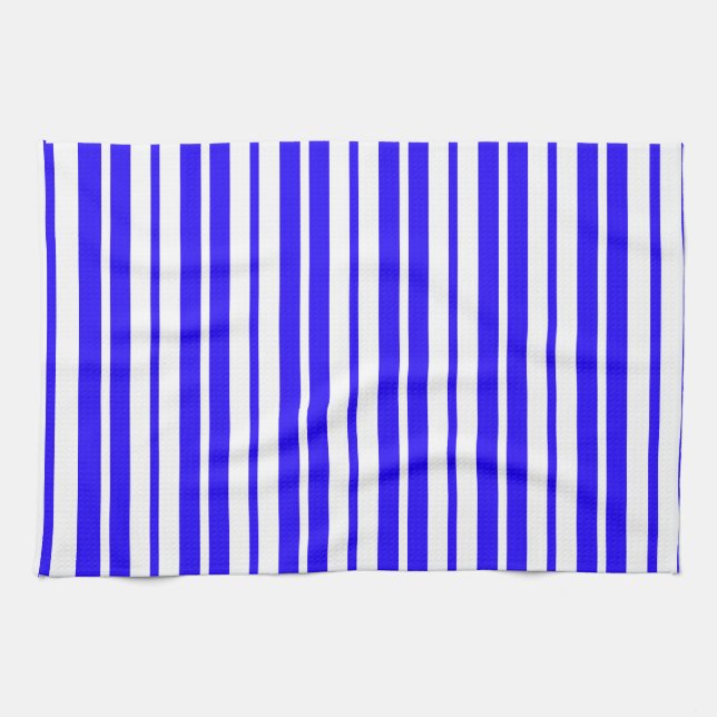 Paño De Cocina Patrón de franjas verticales blancas azules (Horizontal)