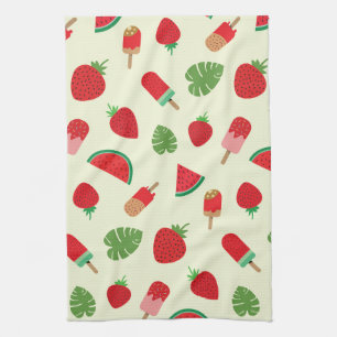 Paño De Cocina Patrón de fresa, sandía y paletas