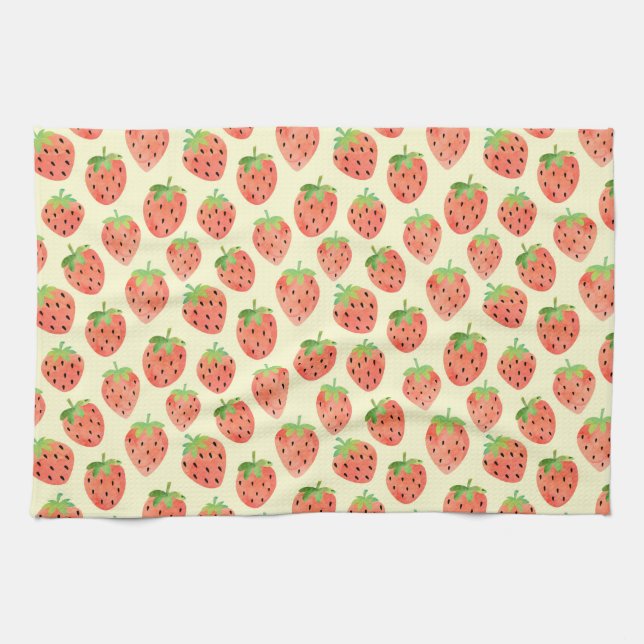 Paño De Cocina Patrón de fresas acuáticas modernas (Horizontal)