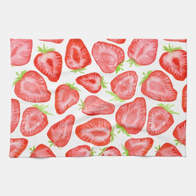 Paño De Cocina Patrón de fresas de color agua (Horizontal)