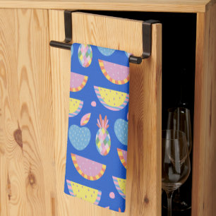 Paño De Cocina Patrón de fruta barato escandinavo azul caprichoso