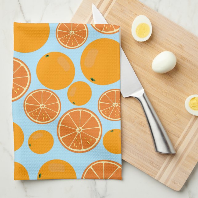 Paño De Cocina Patrón de fruta naranja (Doblado Cuarto)