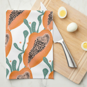 Paño De Cocina Patrón de fruta tropical de mano de papaya