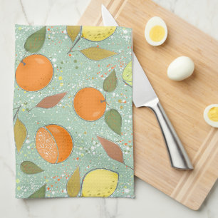 Paño De Cocina Patrón de frutas con limones, naranjas