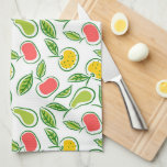 Paño De Cocina Patrón de frutas de manzanas y pieñas<br><div class="desc">Patrón de fruta ilustrado moderno en blanco.</div>