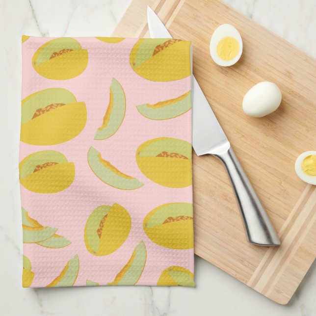 Paño De Cocina Patrón de frutas de Melones de Honeydew (Doblado Cuarto)