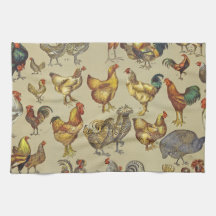 Patrón de gallo vintage: Arte de granja