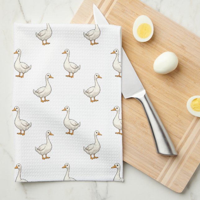 Paño De Cocina Patrón de ganso blanco lindo (Doblado Cuarto)