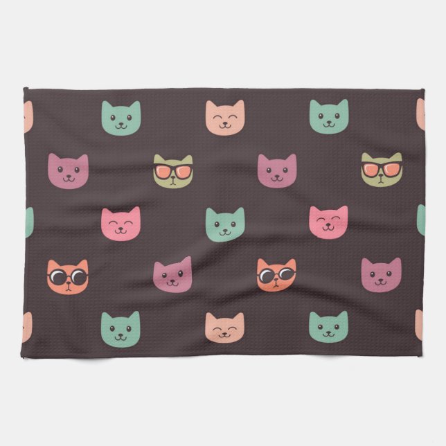 Paño De Cocina Patrón de gato (Horizontal)