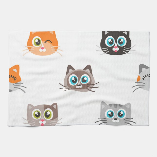 Paño De Cocina Patrón de gato (Horizontal)