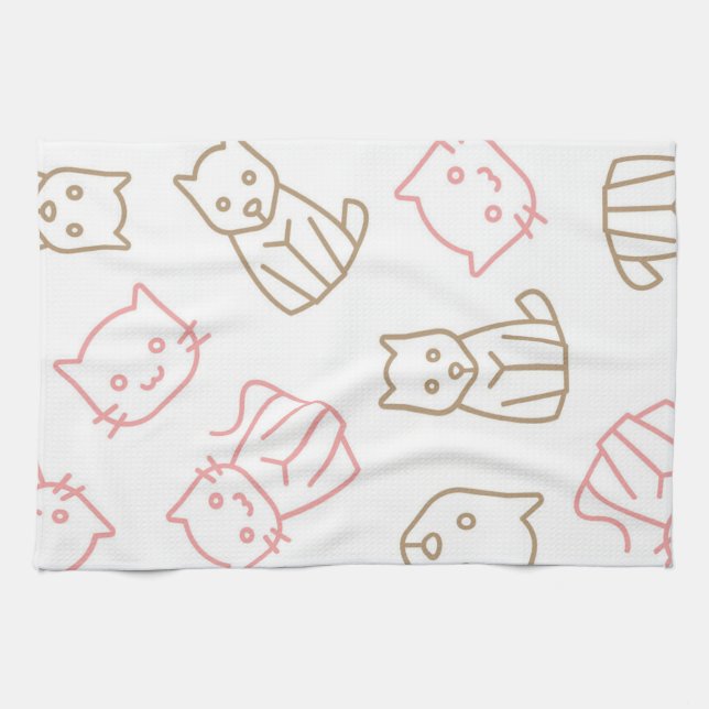 Paño De Cocina Patrón de gato (Horizontal)