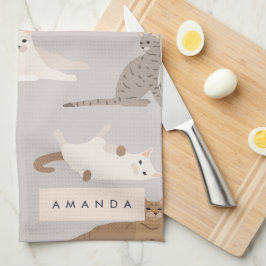 Paño De Cocina Patrón de gato con encanto monograma Amantes de ga